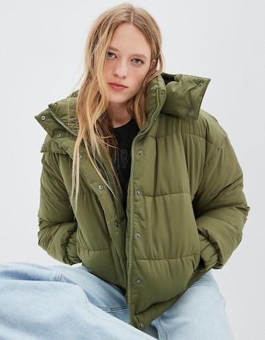 american eagle women olive big puffy coat