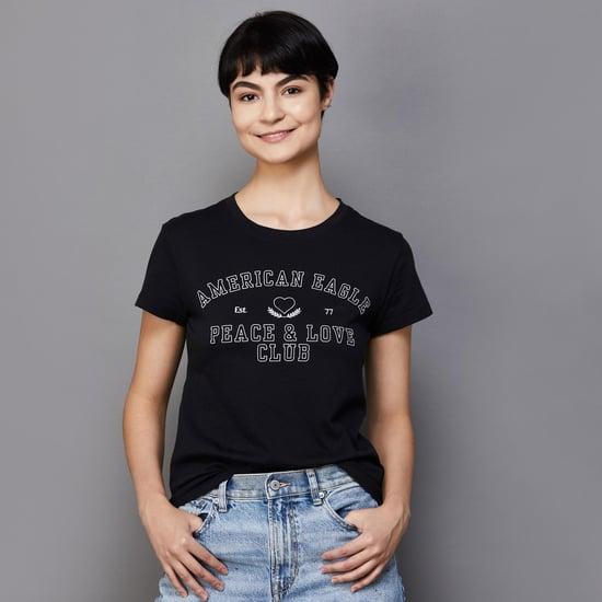 american eagle women typographic printed regular fit t-shirt