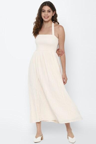 american eagle women white smocked halter maxi dress