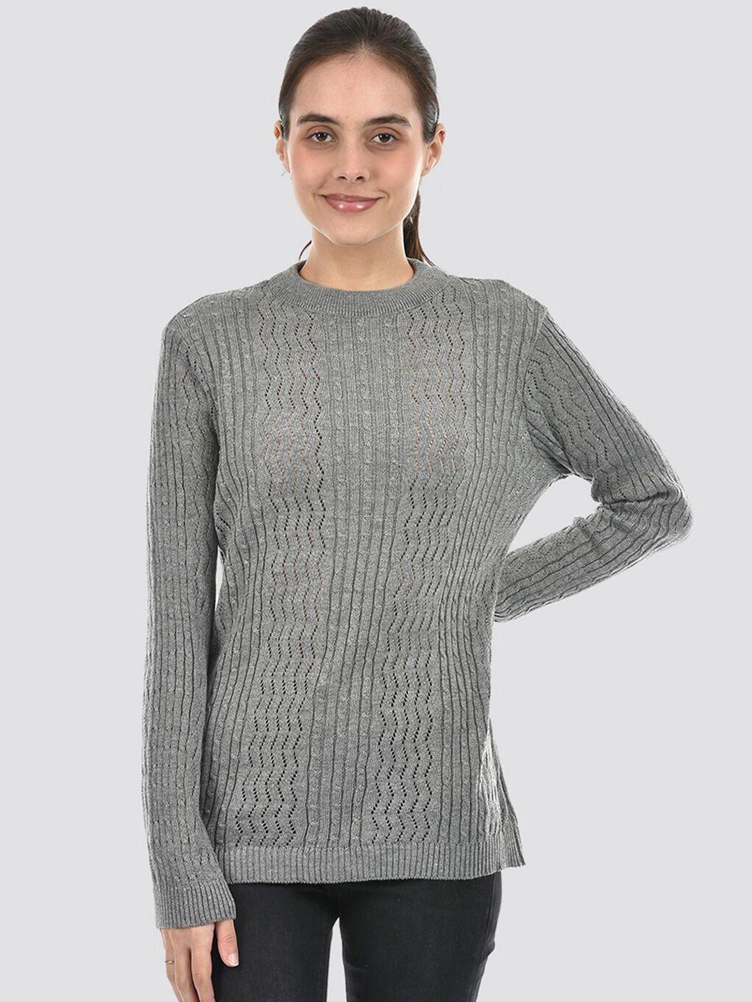 american eye cable knit self design acrylic pullover sweater