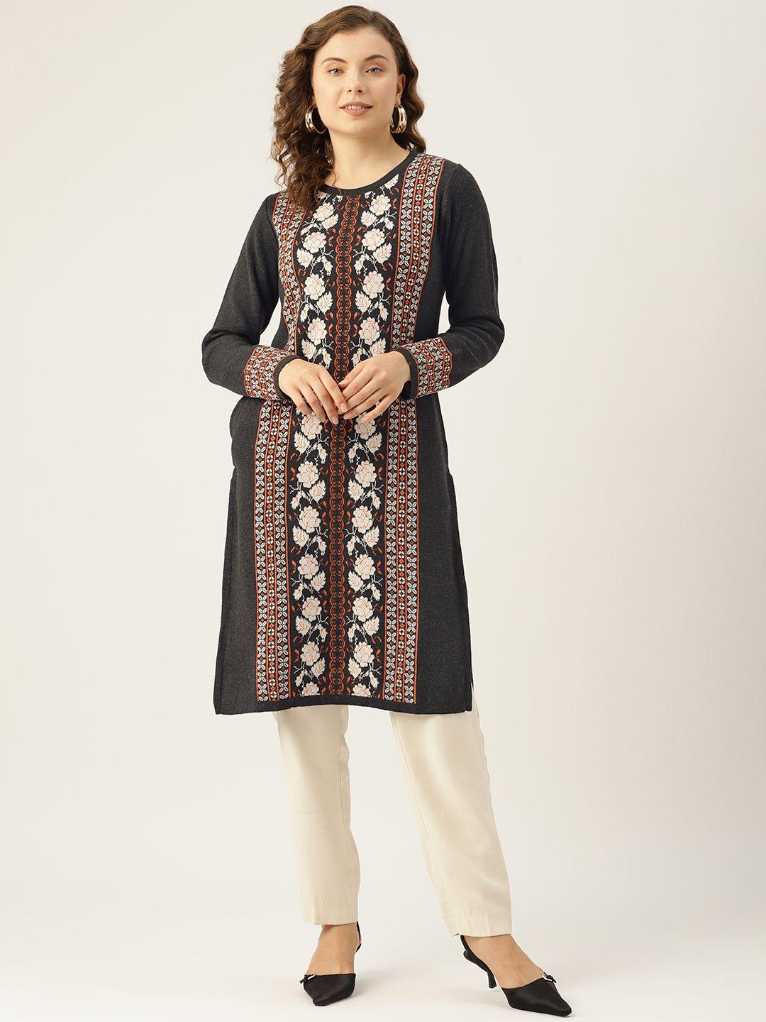 american eye floral acrylic winter kurta