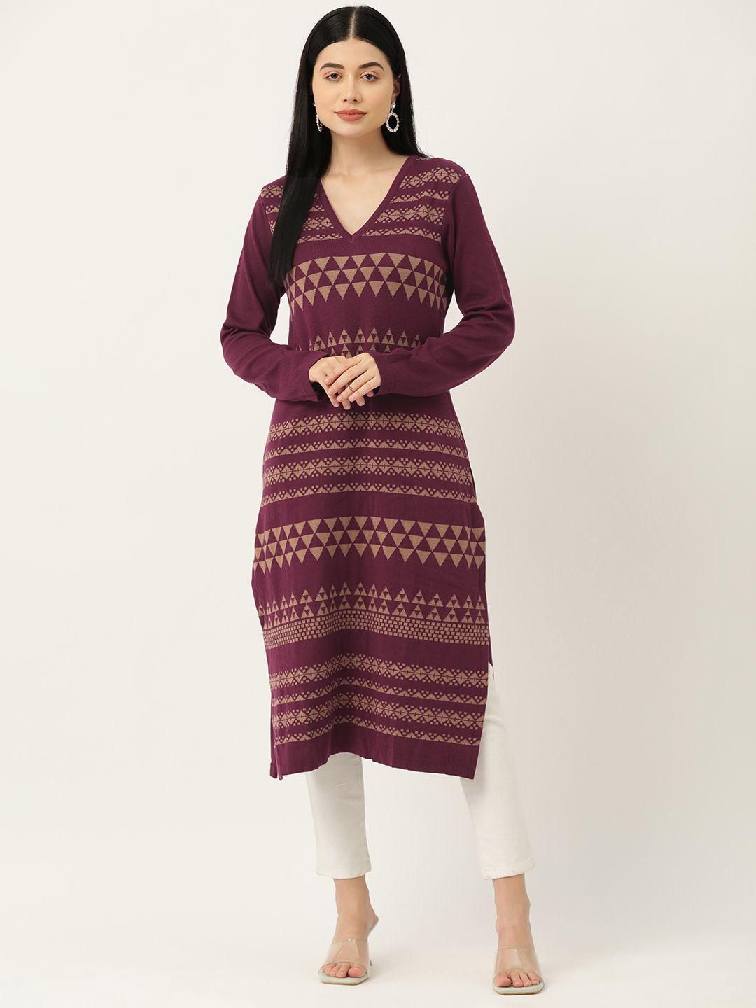 american eye geometric v-neck acrylic kurta