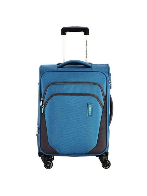 american tourister kansas blue color block soft large trolley bag - 51 cm