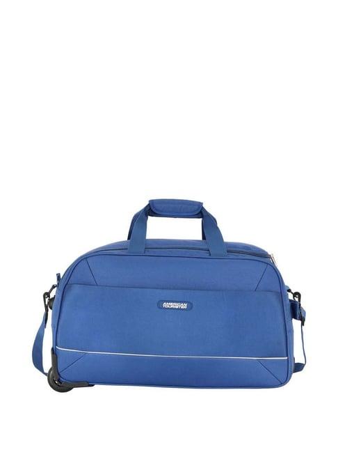 american tourister poler navy blue medium duffle trolley bag