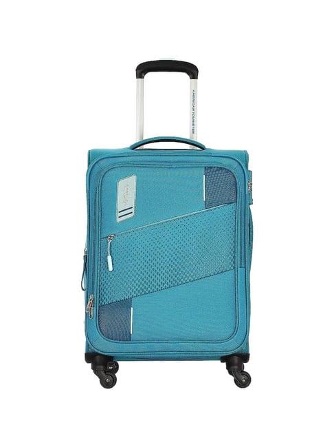 american tourister spruce blue textured soft cabin trolley bag - 59 cm