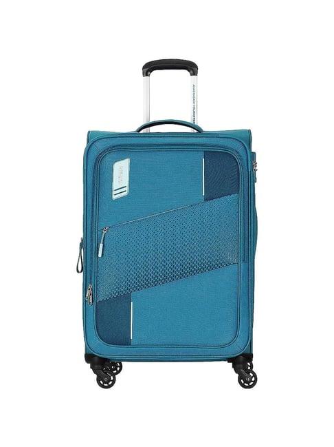 american tourister spruce blue textured soft medium trolley bag - 71 cm