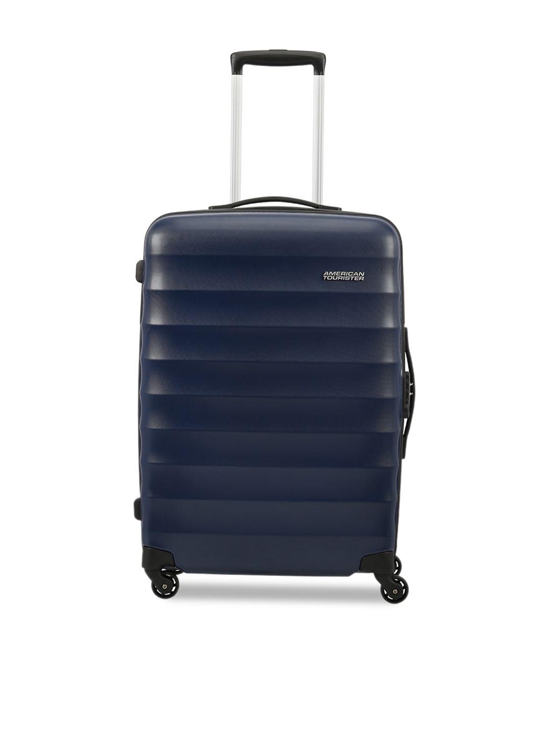 american tourister unisex blue solid hard-sided barcelona cabin trolley suitcase