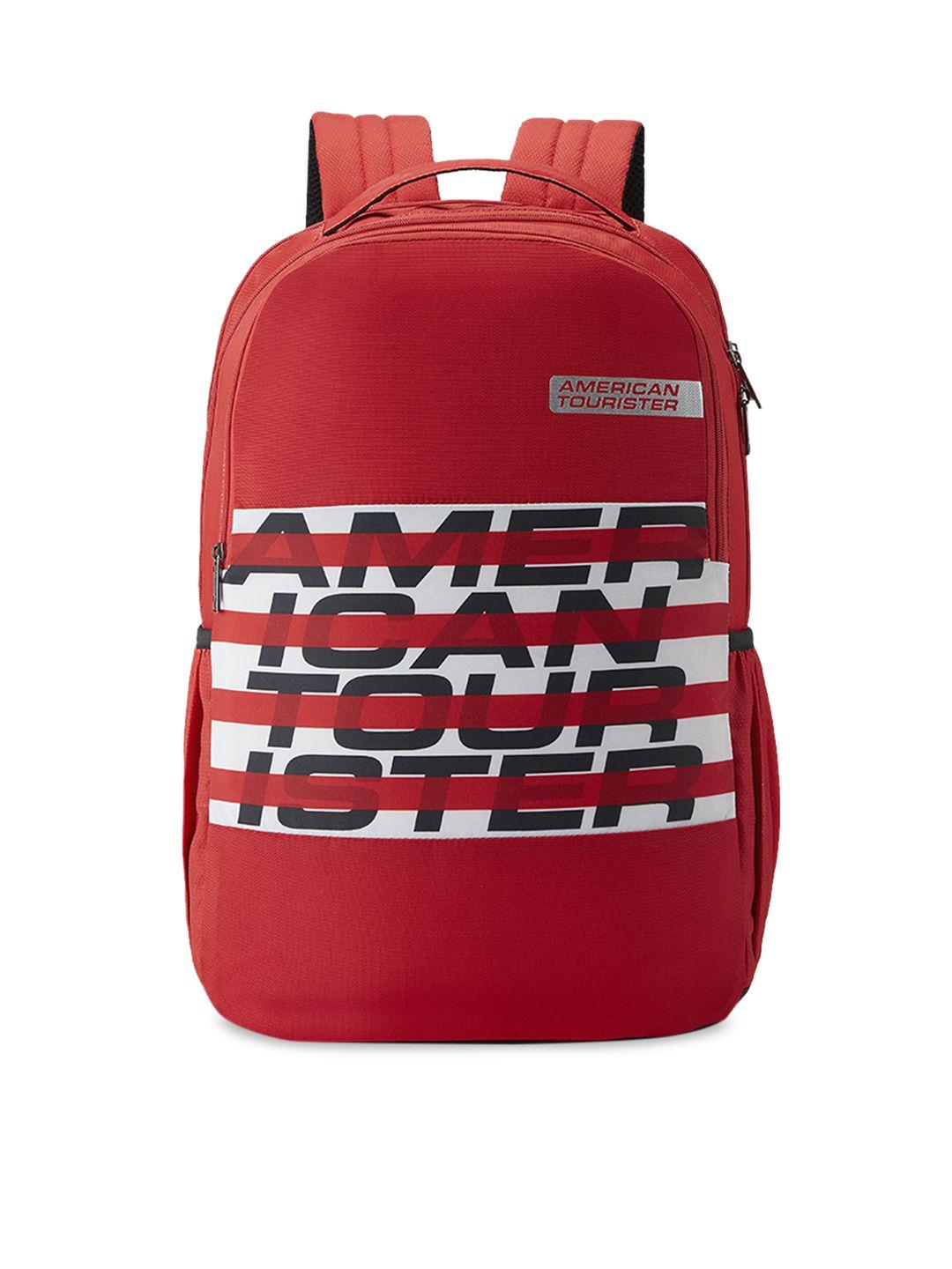 american tourister unisex red brand logo backpack