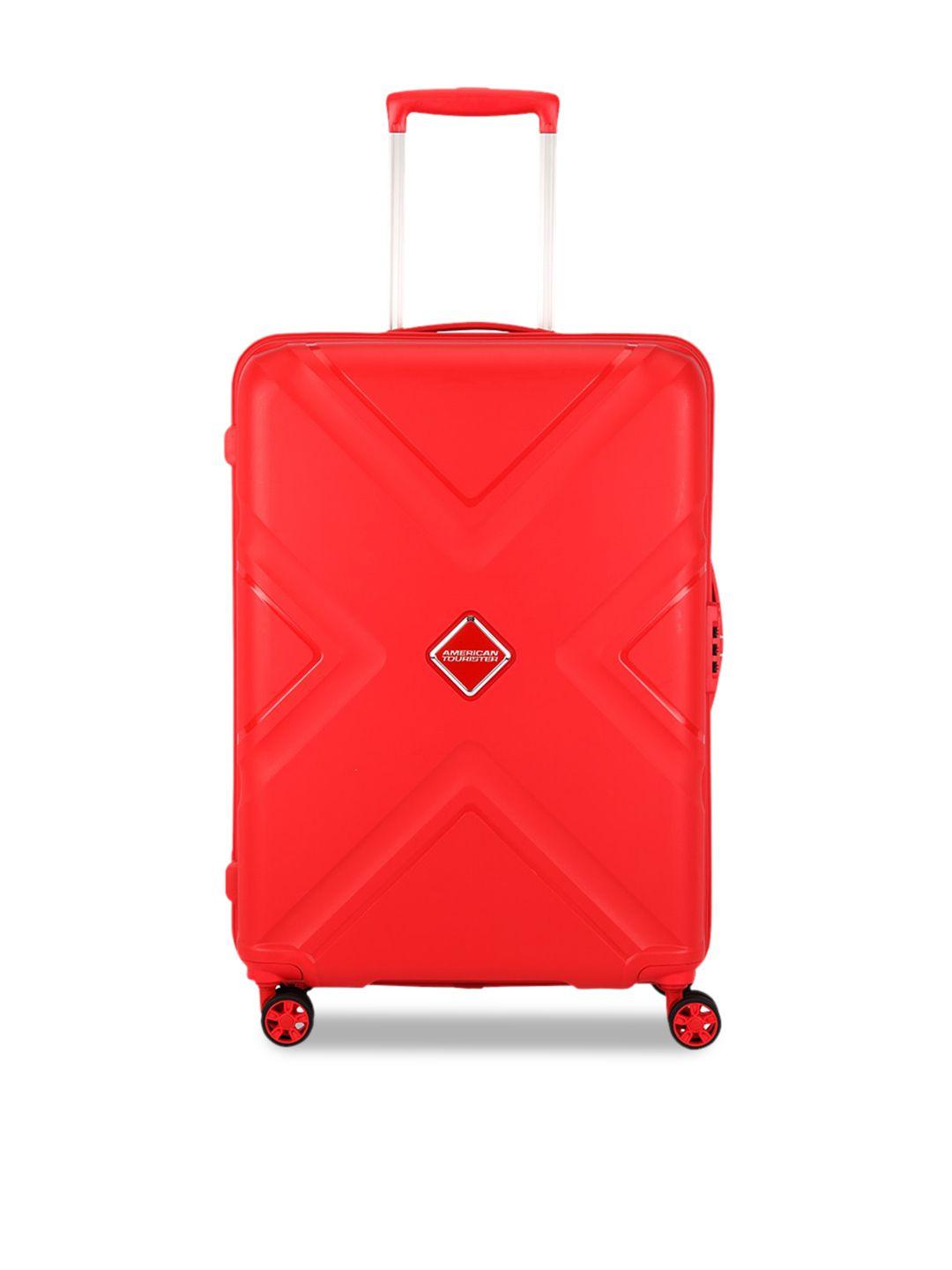 american tourister unisex red solid medium trolley bag