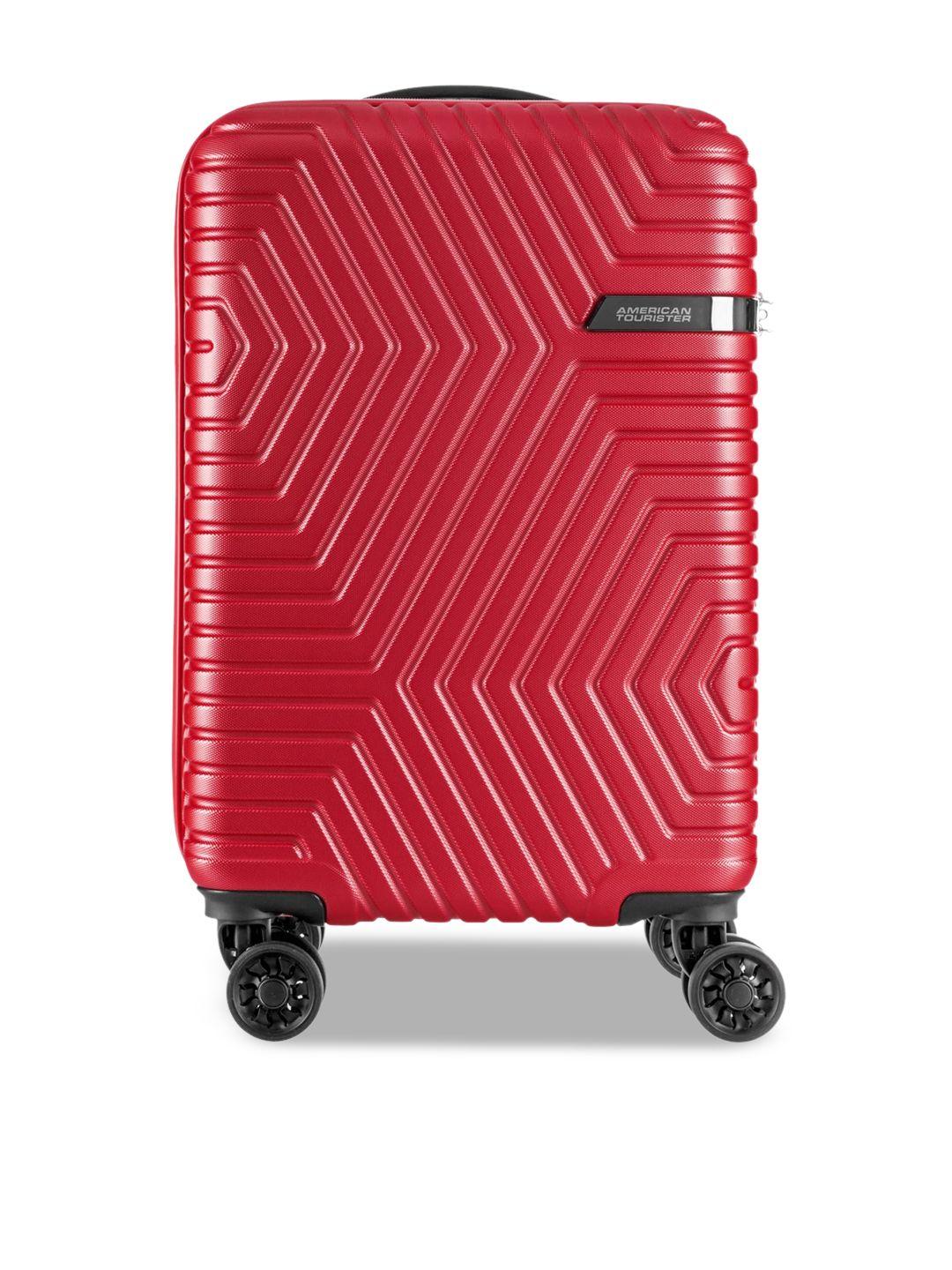 american tourister unisex red textured soft-sided trolley suitcase