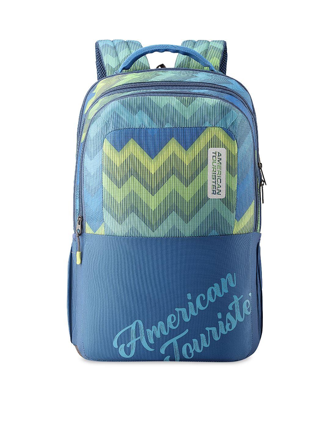 american tourister unisex teal blue printed backpack