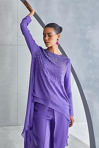 amethyst purple embellished layered tunic