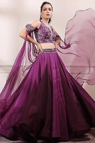 amethyst purple embroidered lehenga set