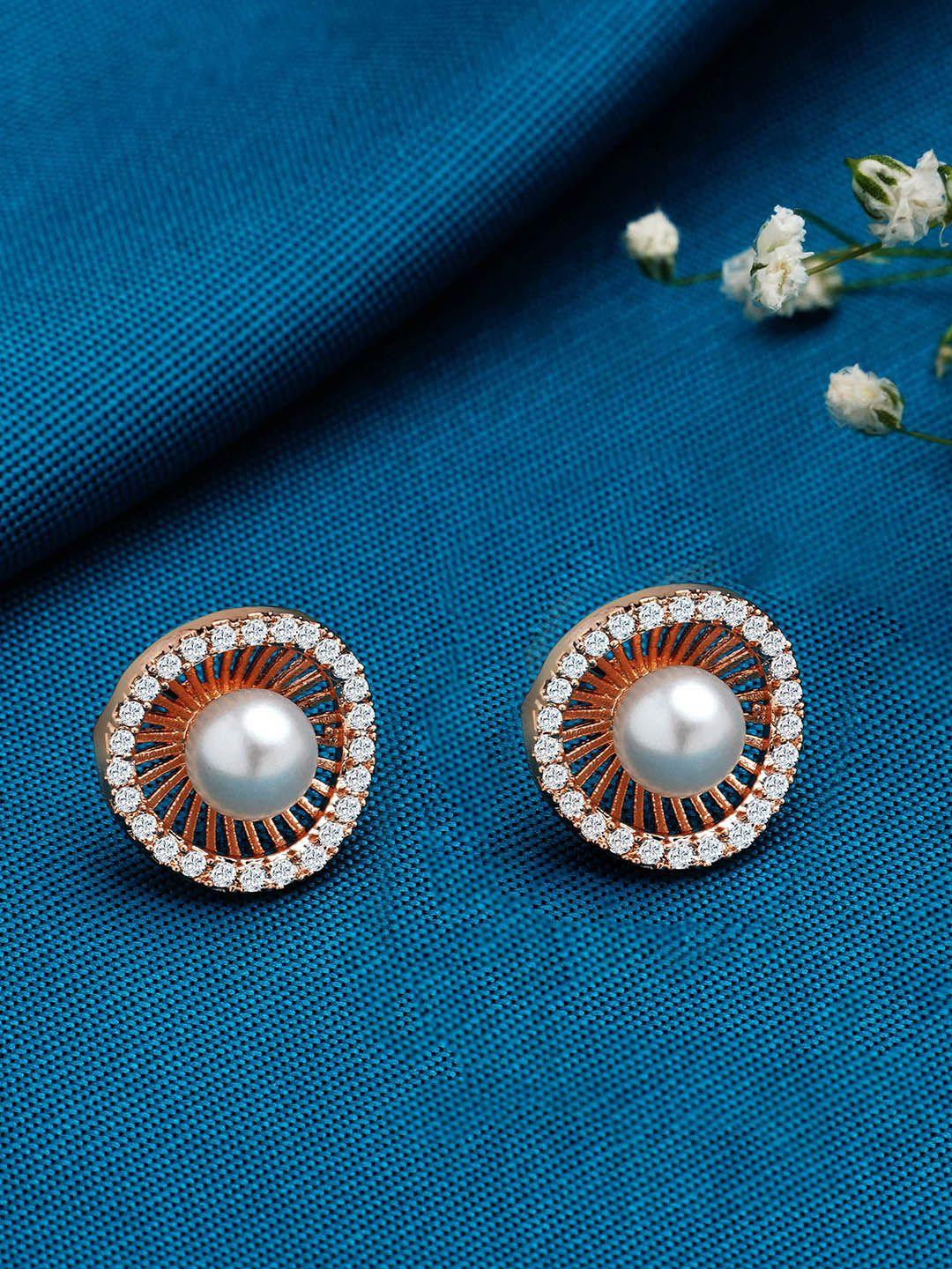 ami rose gold contemporary studs earrings