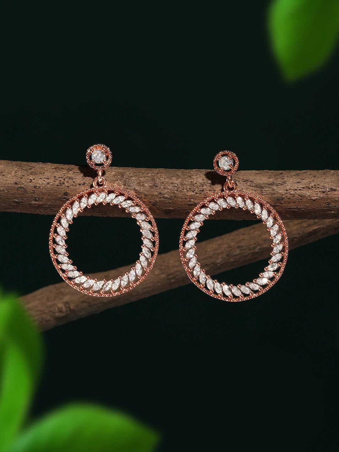 ami rose gold-plated contemporary cubic zirconia-studded drop earrings