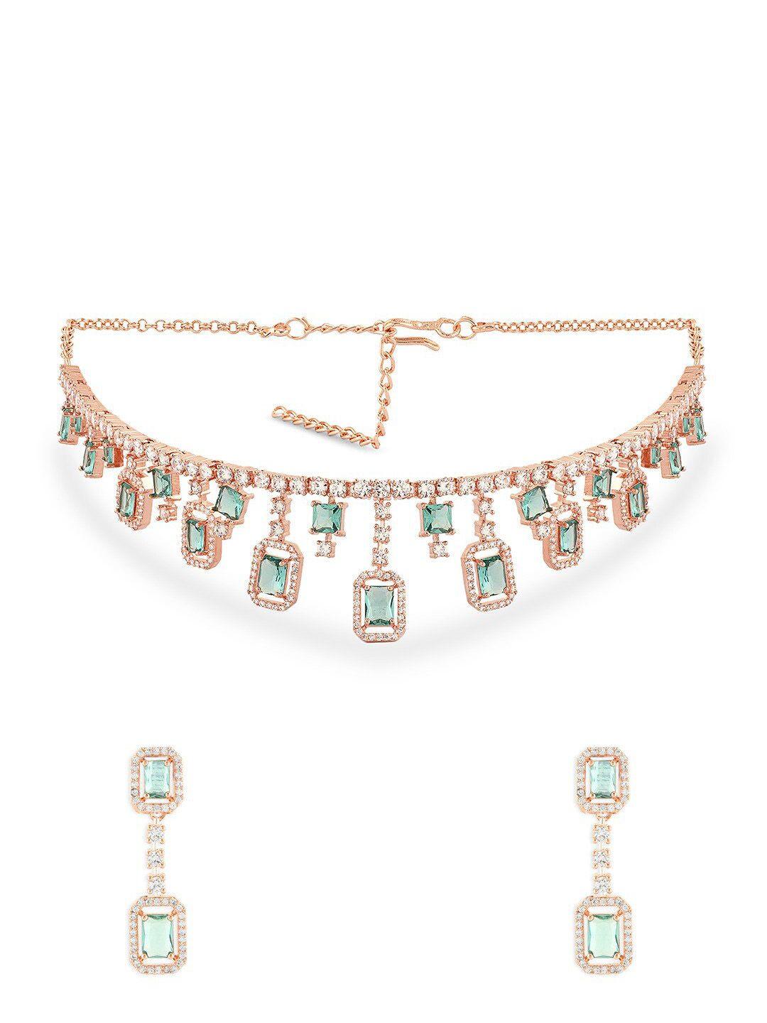 ami rose gold-plated cz-studded jewellery set
