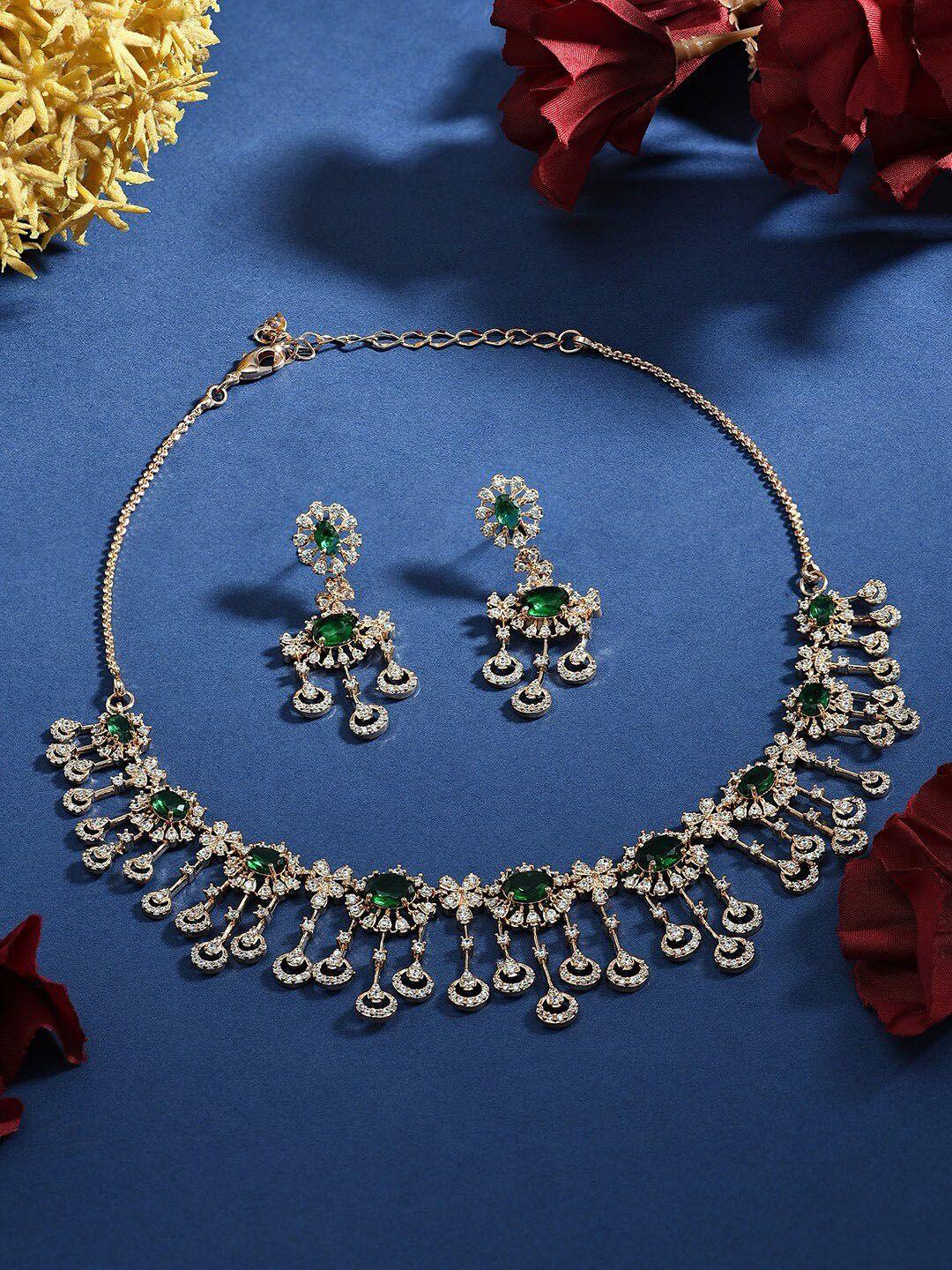 ami rose gold-plated cz-studded necklace and earrings