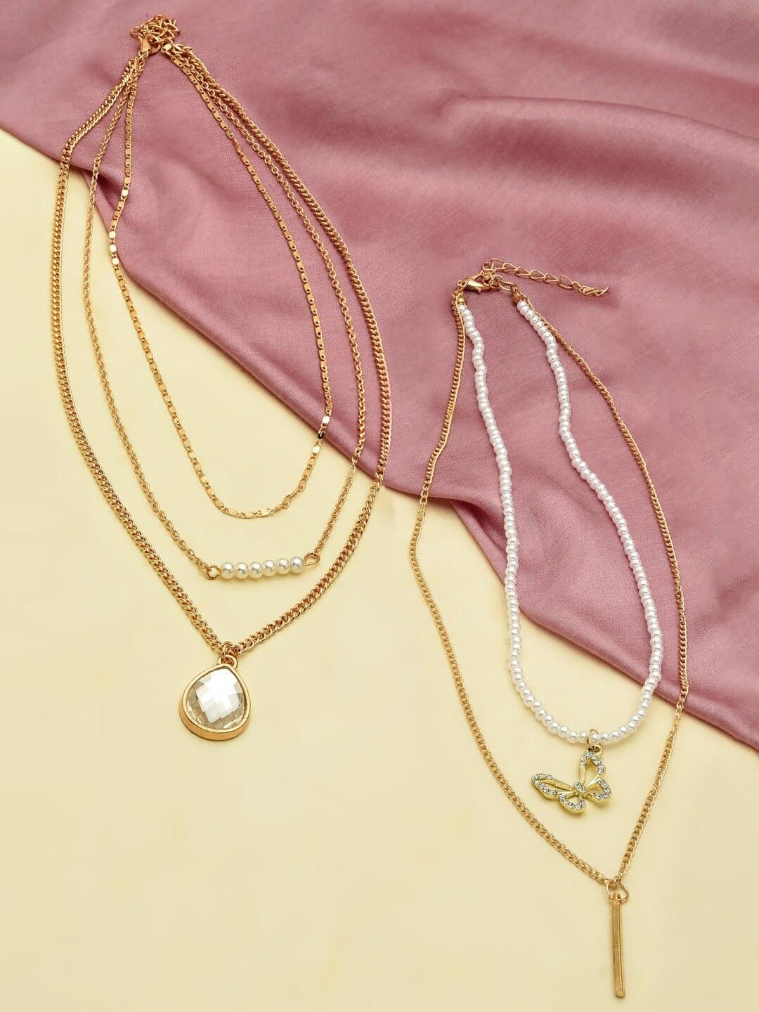 ami set of 2 gold-plated layered chain