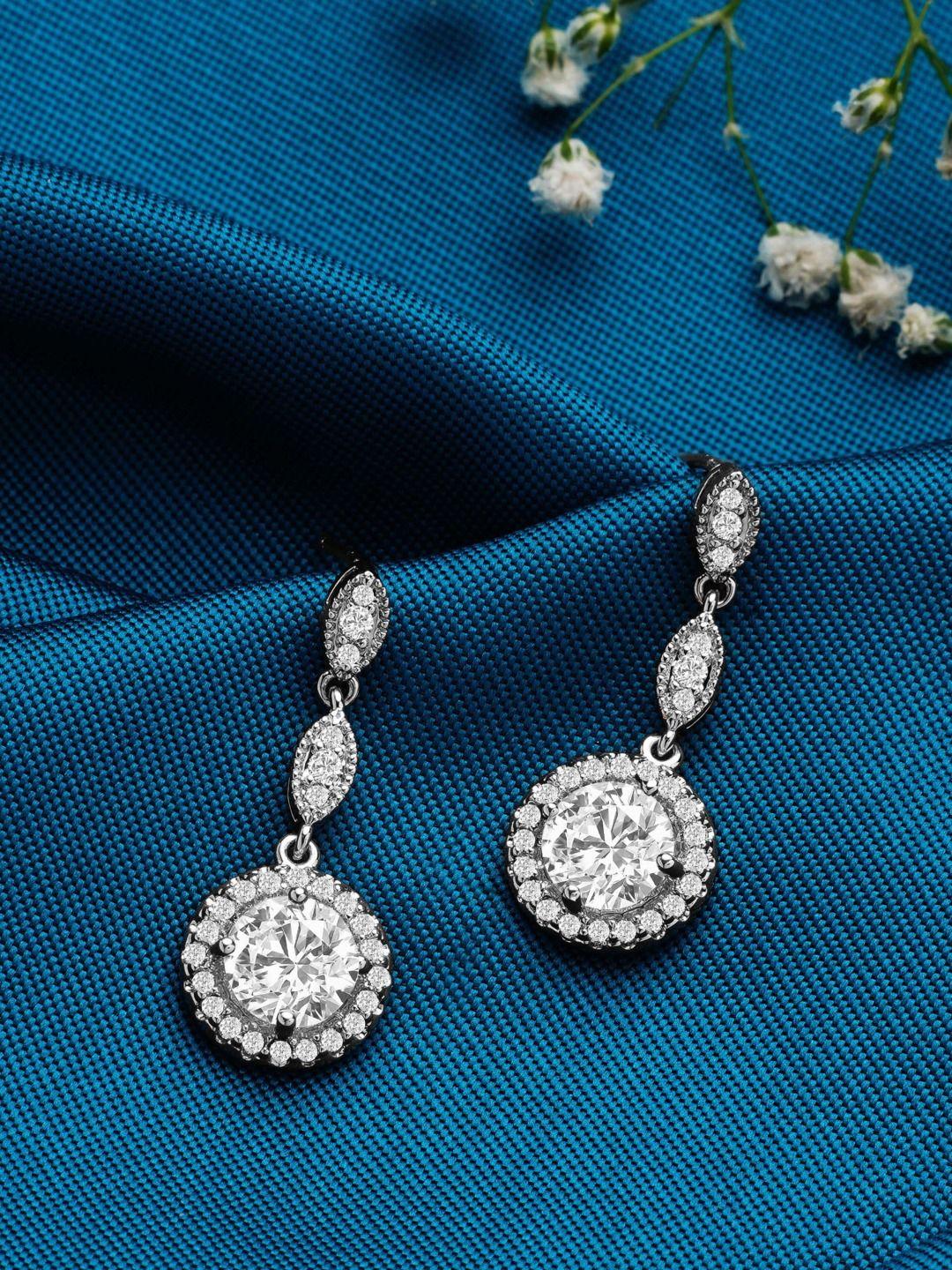 ami silver-toned cubic zirconia contemporary drop earrings