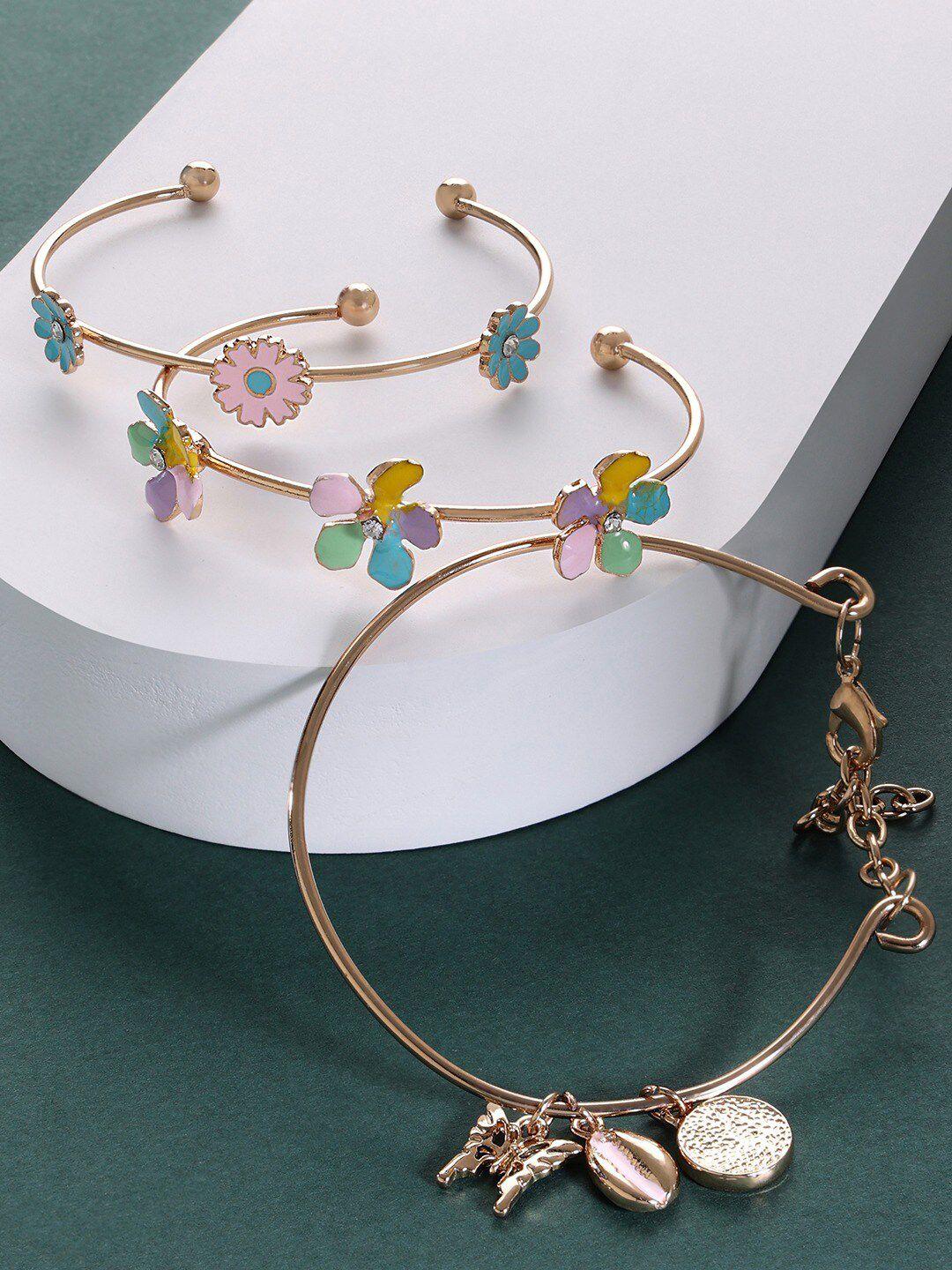 ami women 3 gold-toned & blue enamelled gold-plated wraparound bracelet