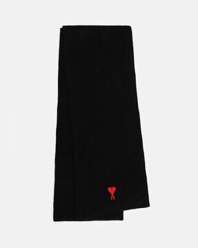 ami de coeur solid wool scarf with embroidered logo