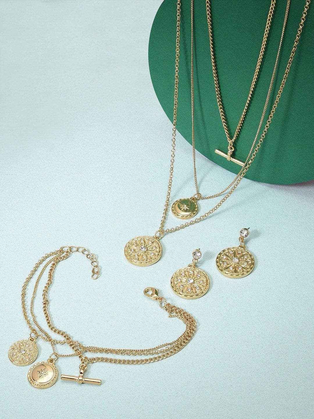 ami gold-plated contemporary layered jewellery set