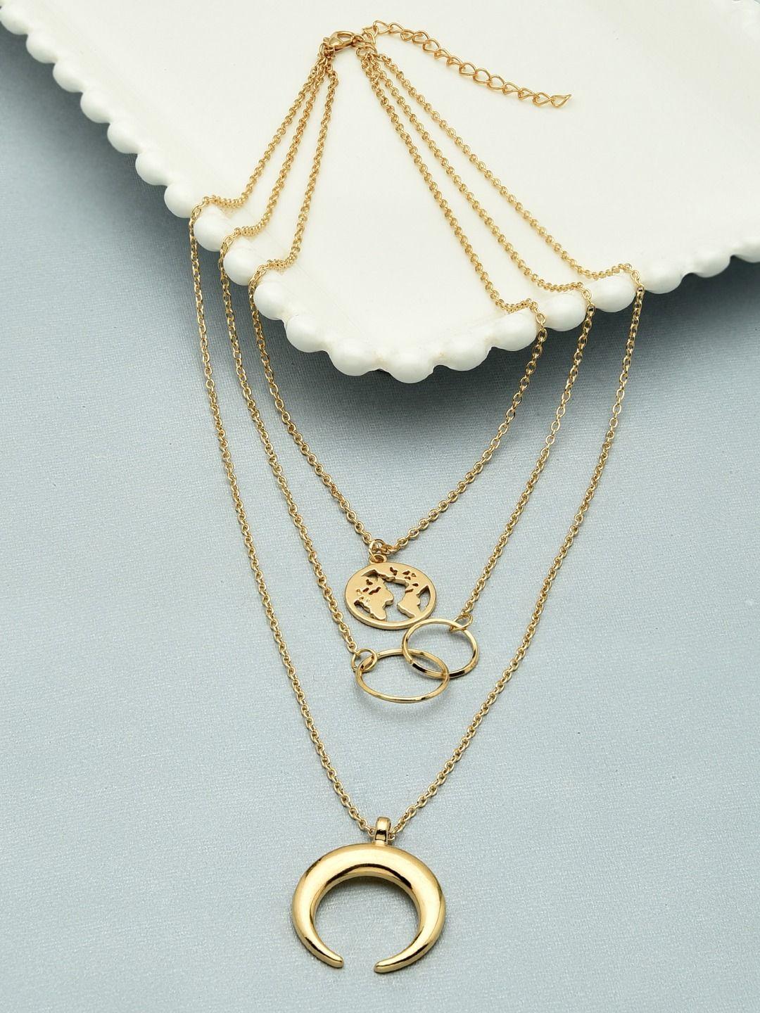 ami gold-toned & gold-plated 3 layered contemporary charm chain