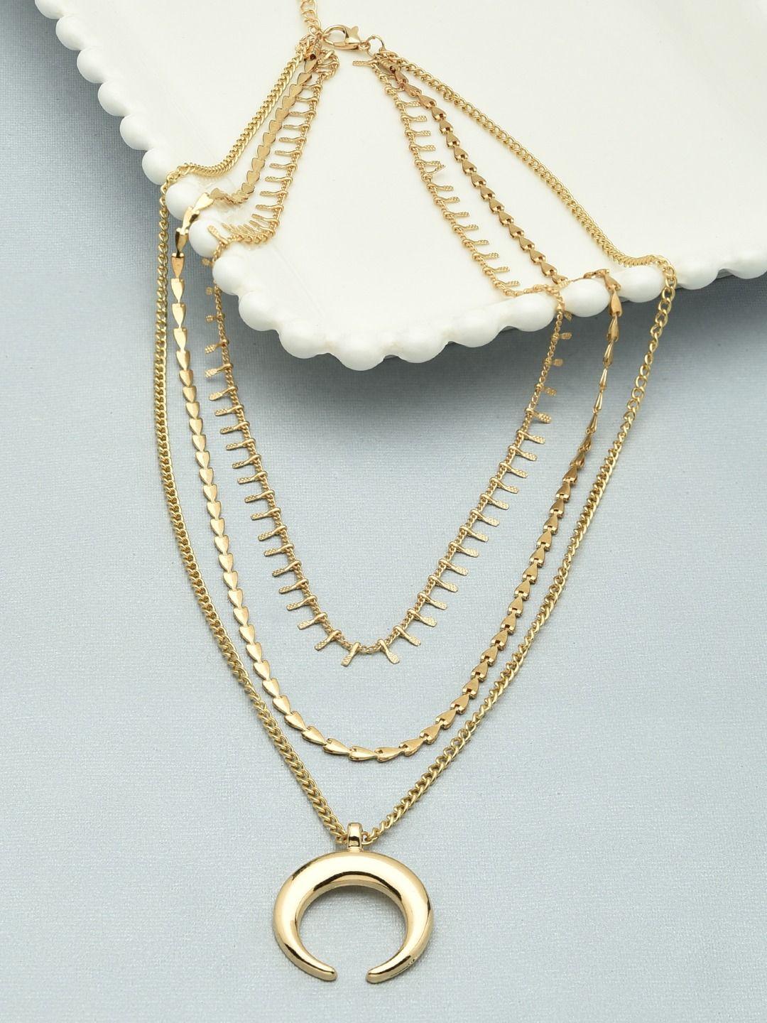 ami gold-toned & gold-plated 3 layered contemporary charm chain