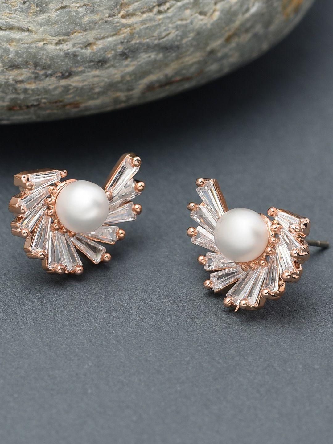 ami rose gold contemporary studs earrings