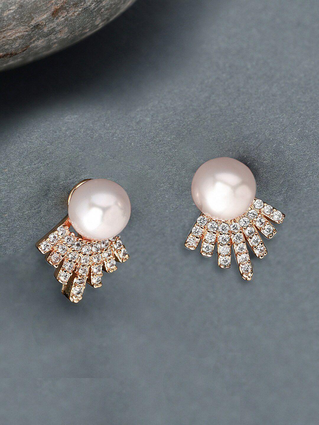 ami rose gold contemporary studs earrings