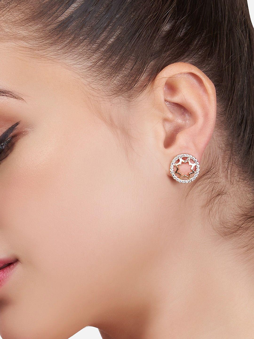 ami rose gold contemporary studs earrings