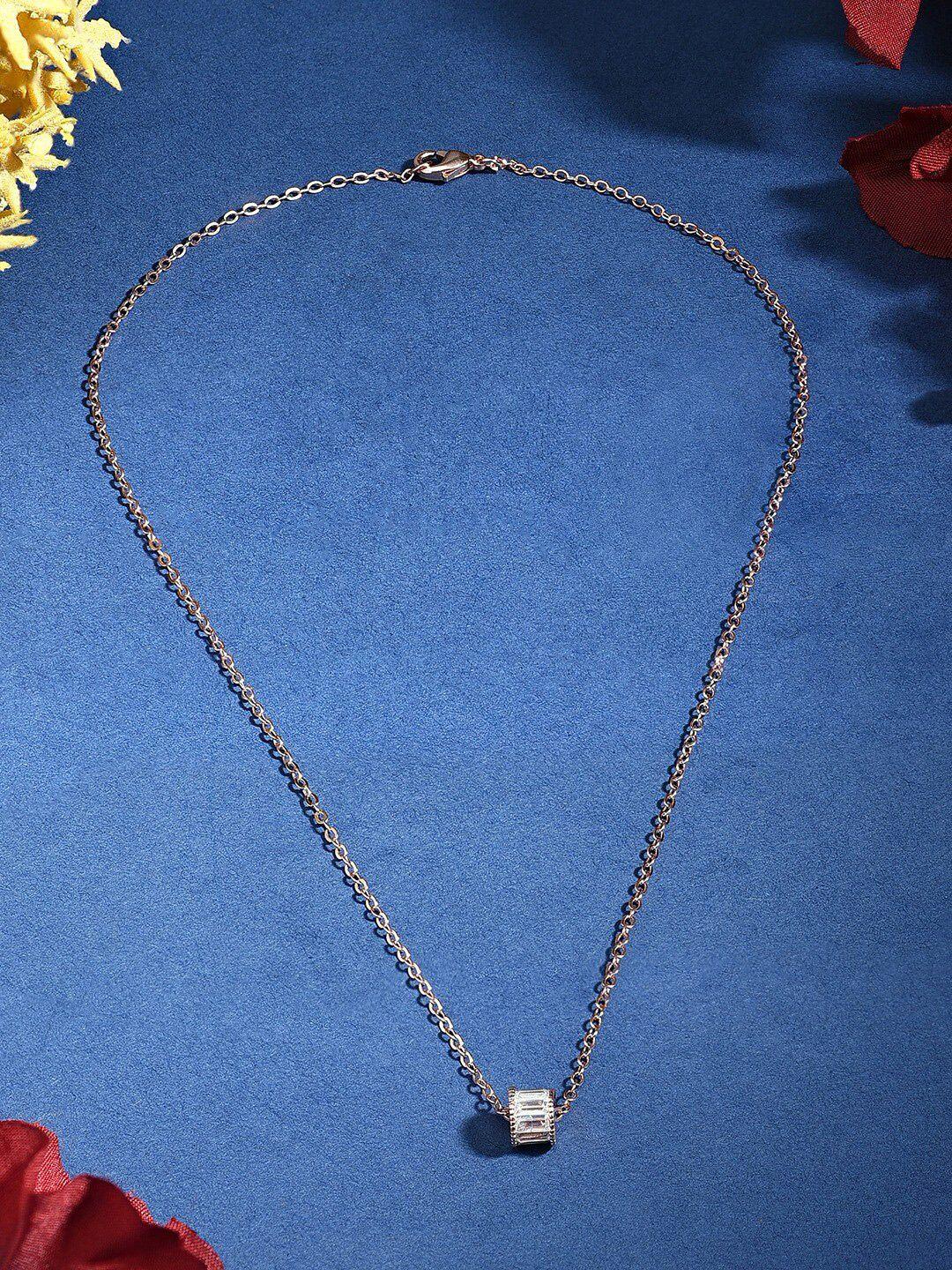 ami rose gold-plated baguette chain with pendant