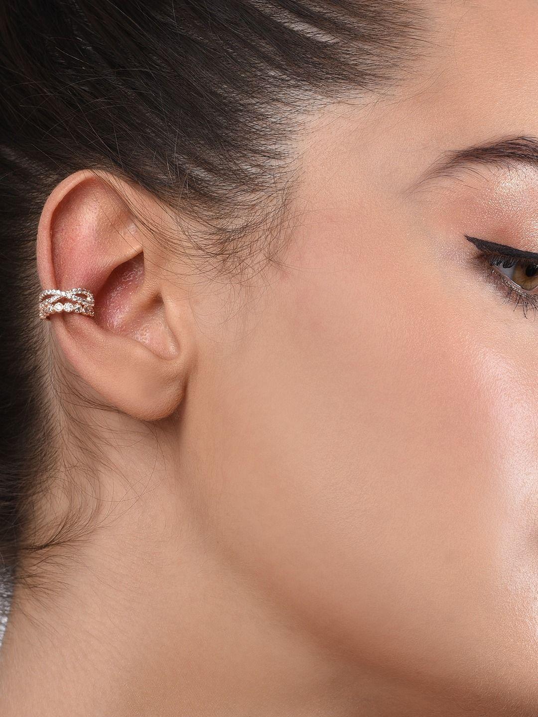 ami rose gold-plated contemporary ear cuff earrings