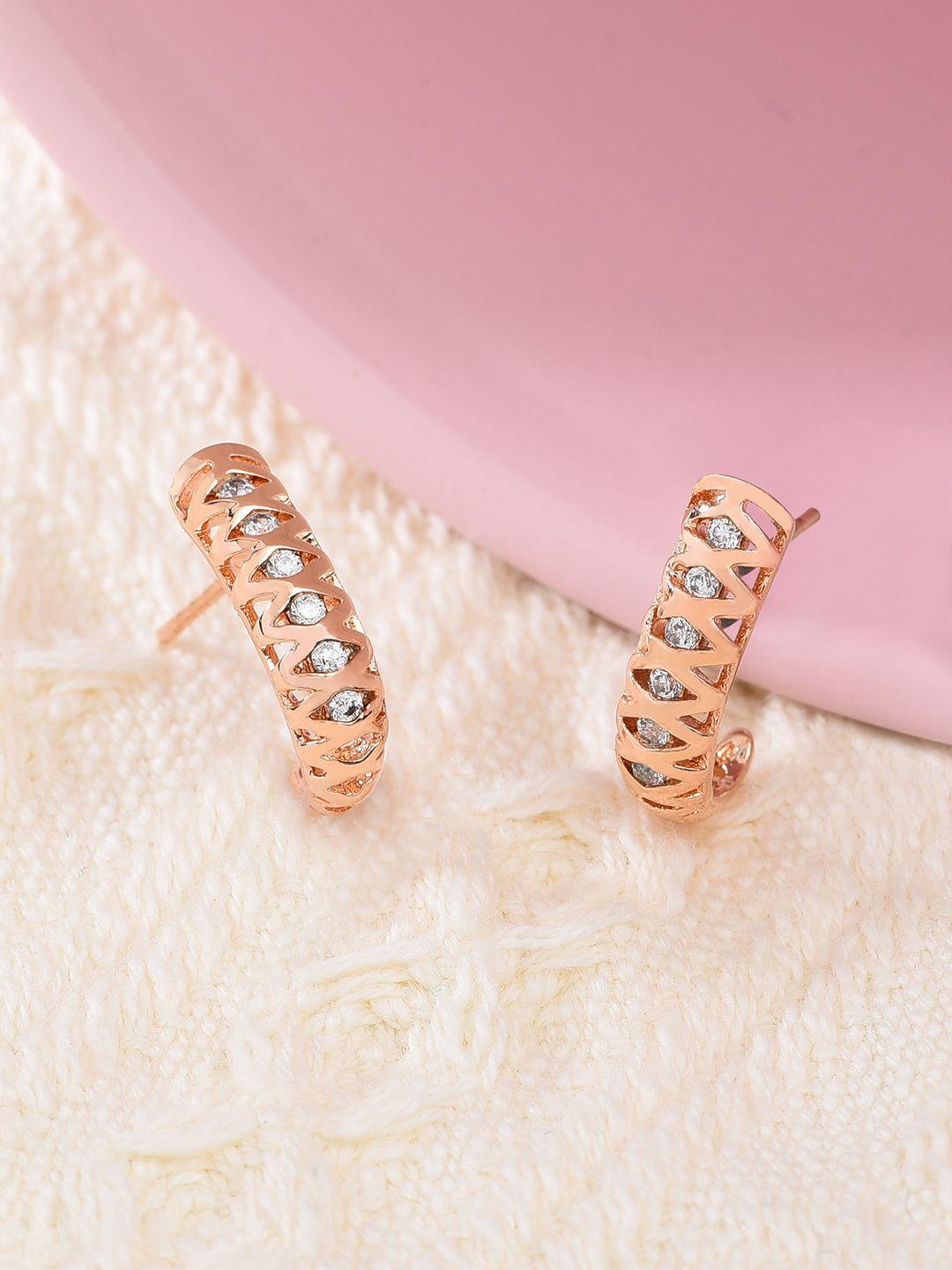 ami rose gold plated contemporary half hoop earrings