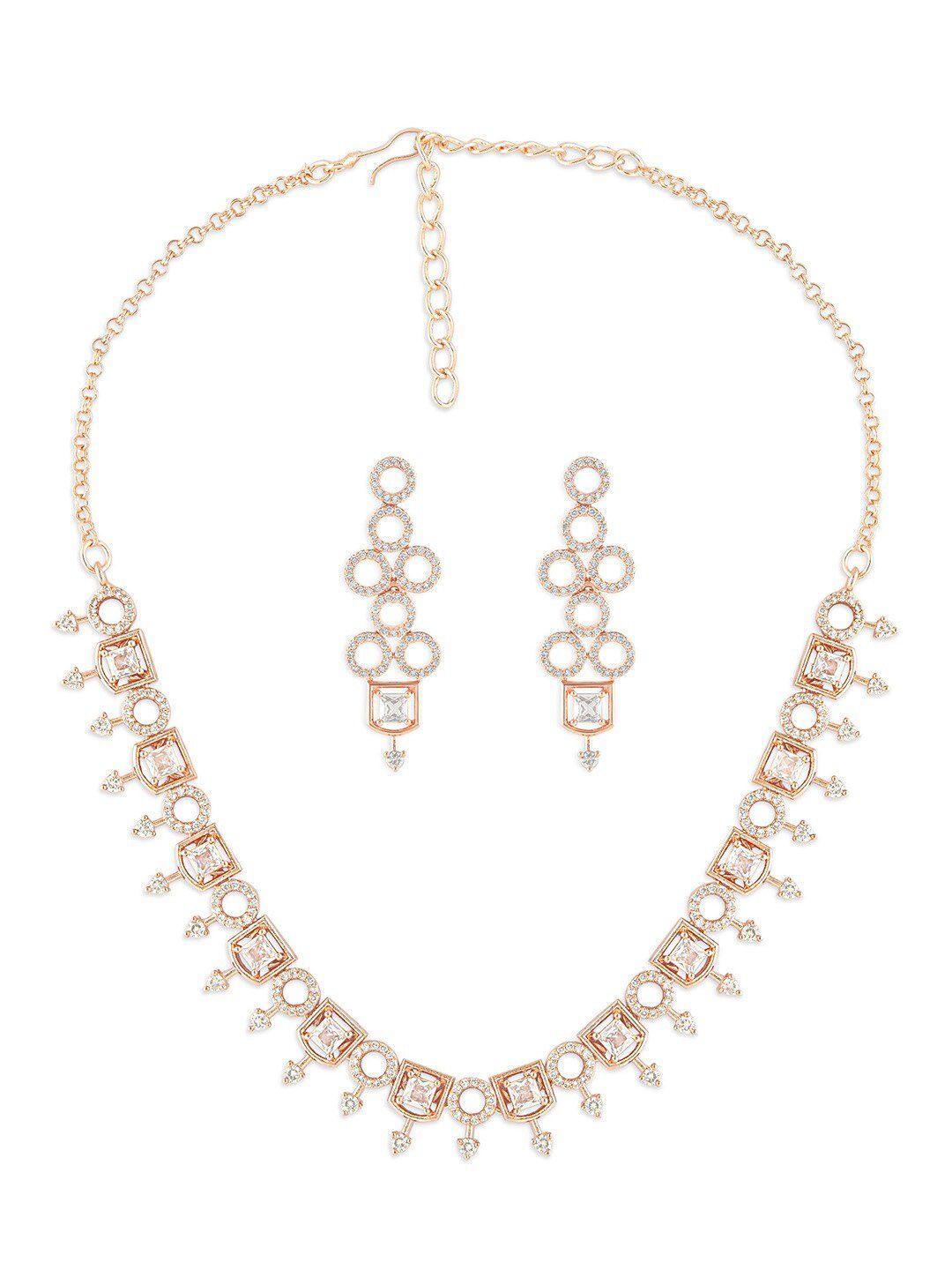 ami rose gold-plated cz studded & beaded jewellery set