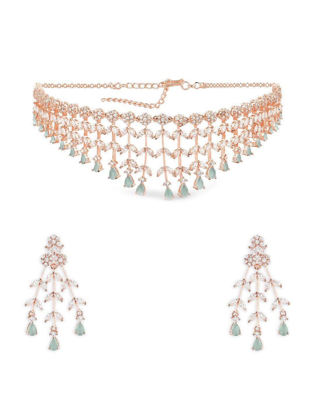 ami rose gold-plated cz-studded jewellery set