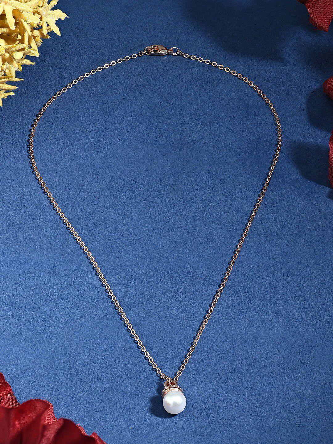 ami rose gold-plated pearl chain with pendant