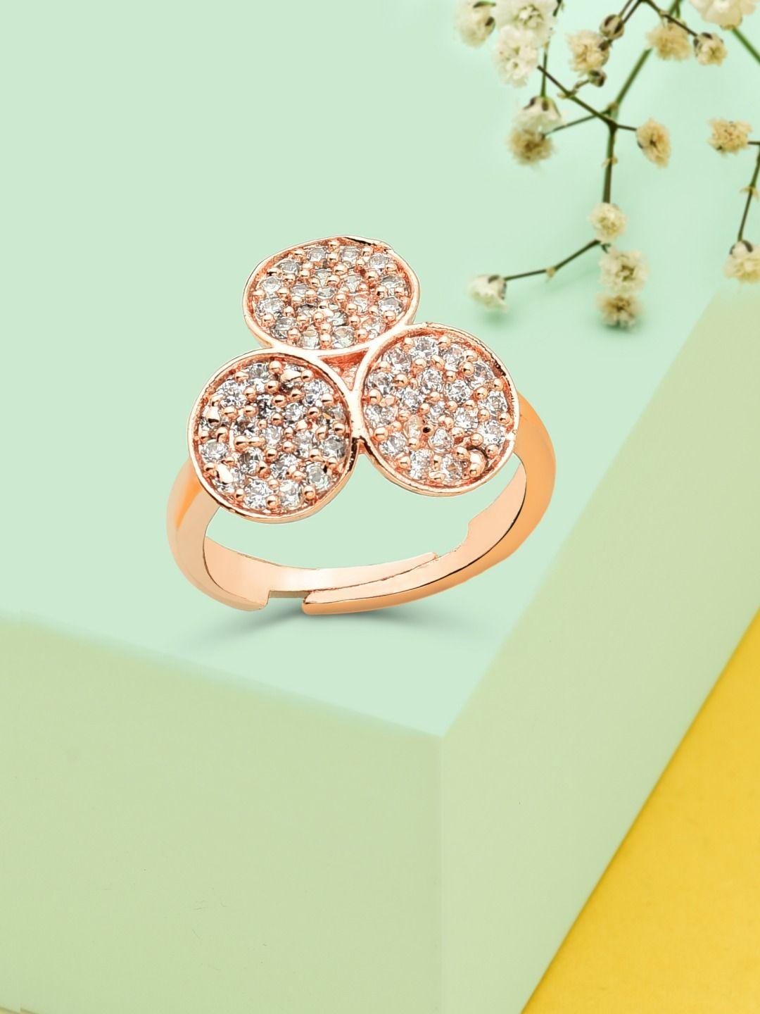 ami rose gold-plated white cz-studded finger ring