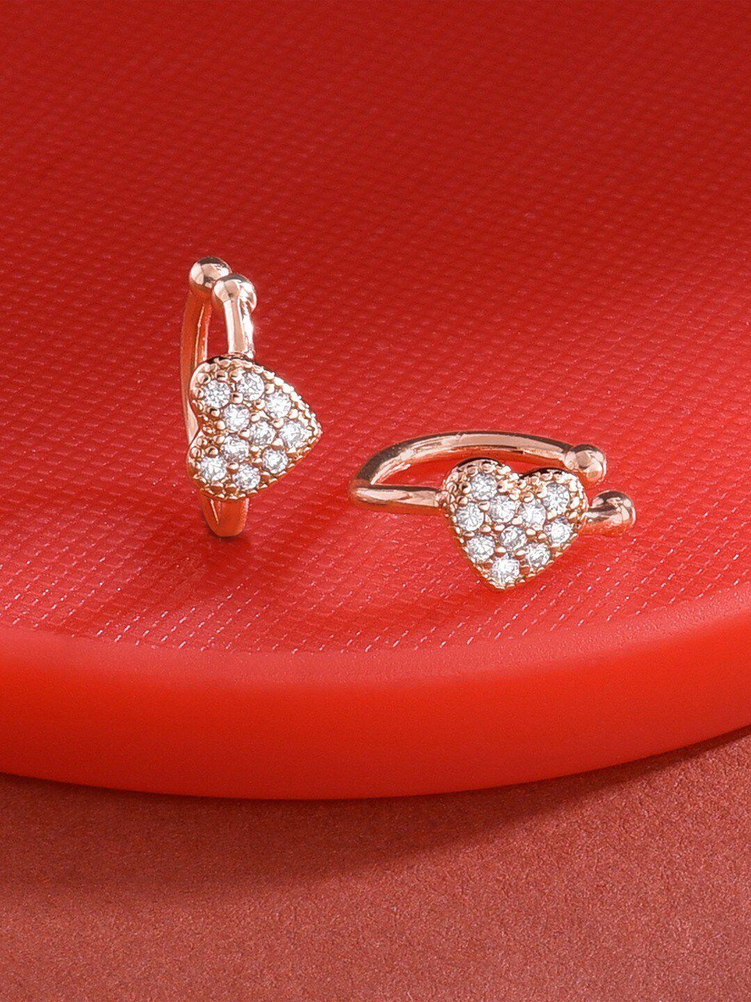 ami rose set of 2  heart shaped ear cuff earrings
