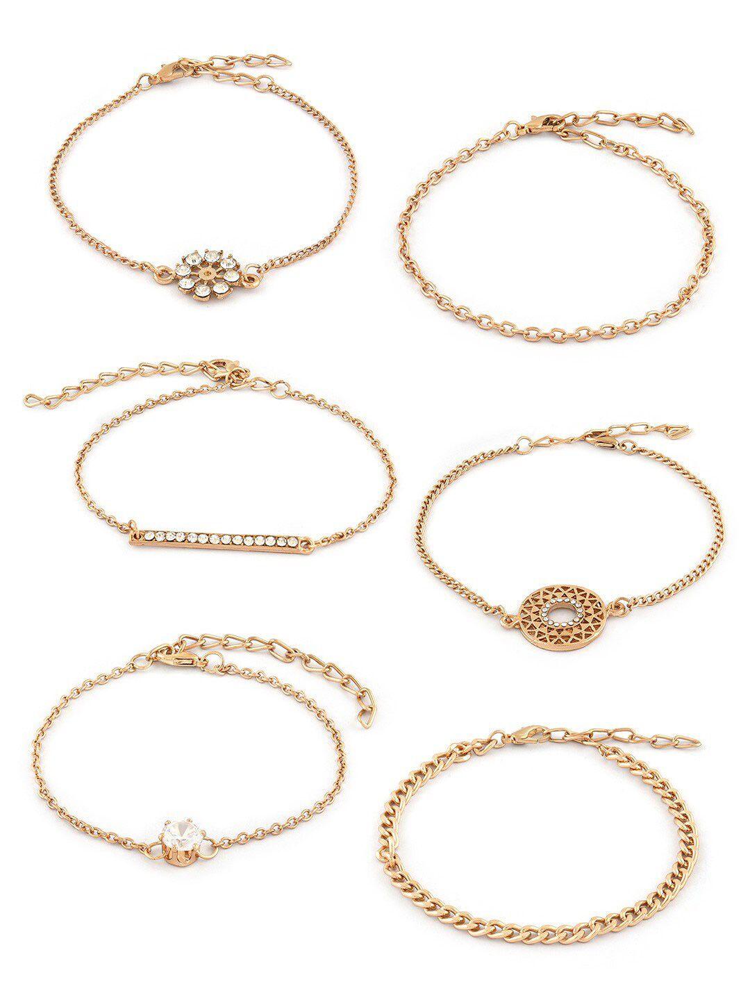 ami set of 6 gold-plated wraparound austrian diamonds studded bracelet