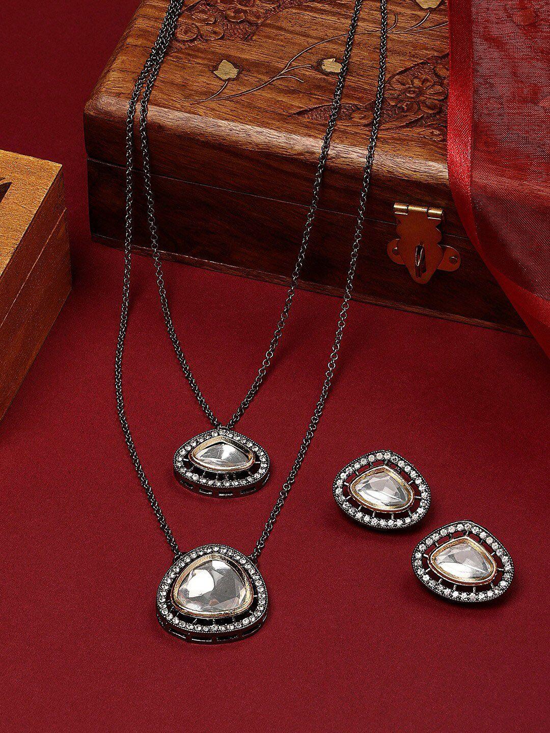 ami silver-plated ad-studded layered jewellery set