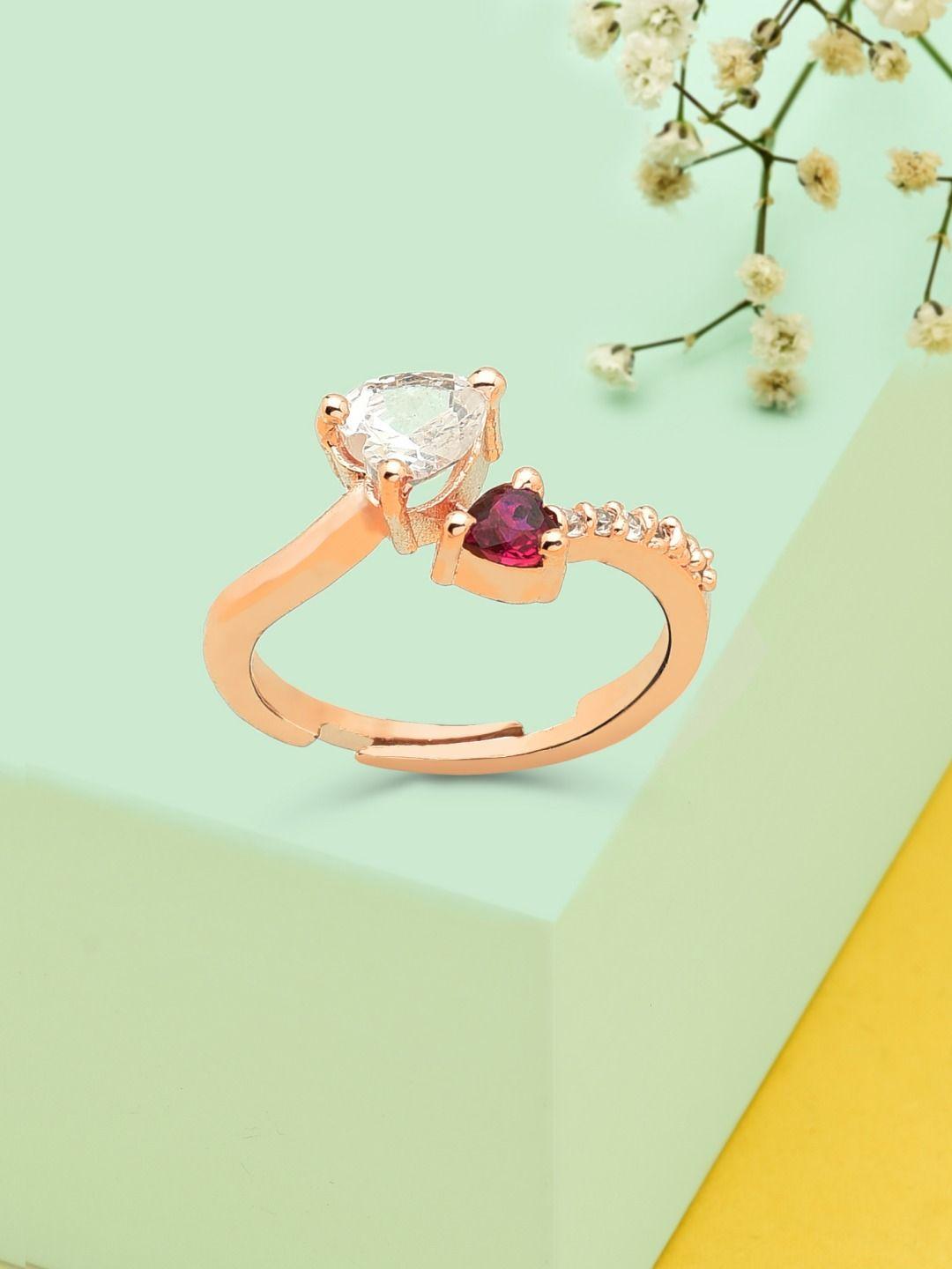 ami women rose gold -plated white cz-studded finger ring