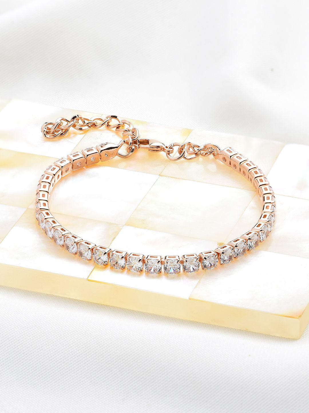 ami women rose gold brass cubic zirconia wraparound bracelet