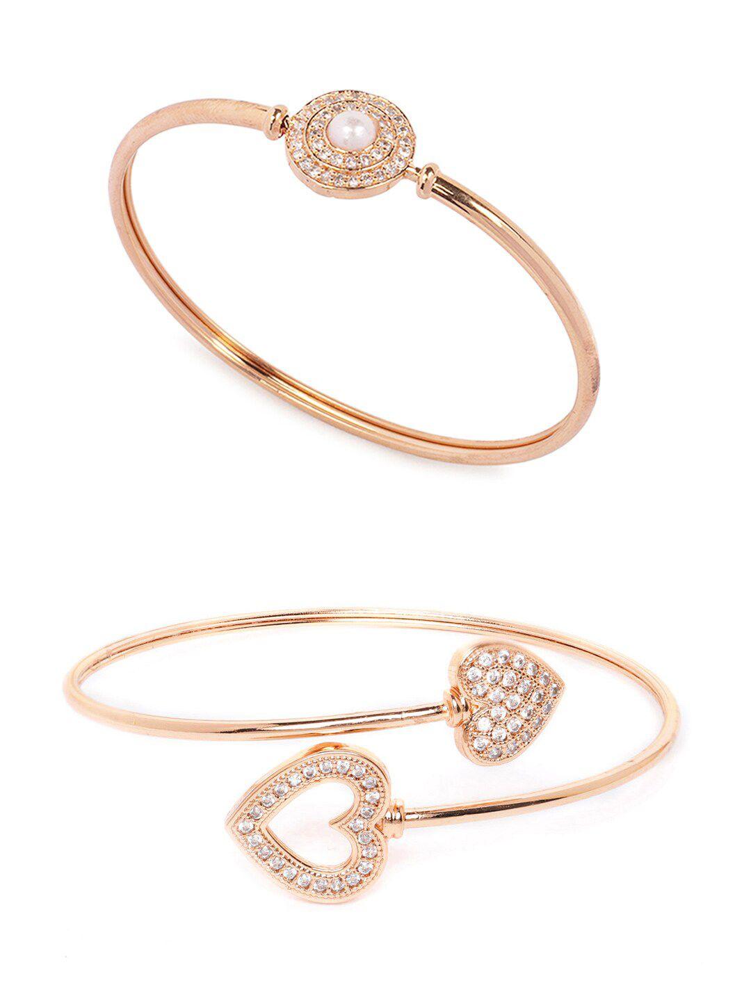 ami women set of 2 rose gold contemporary kada bracelet