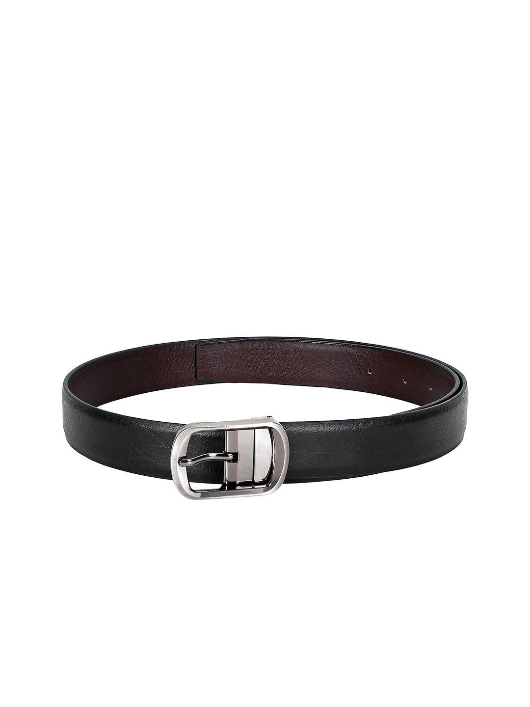 amicraft men black & black reversible leather solid belt