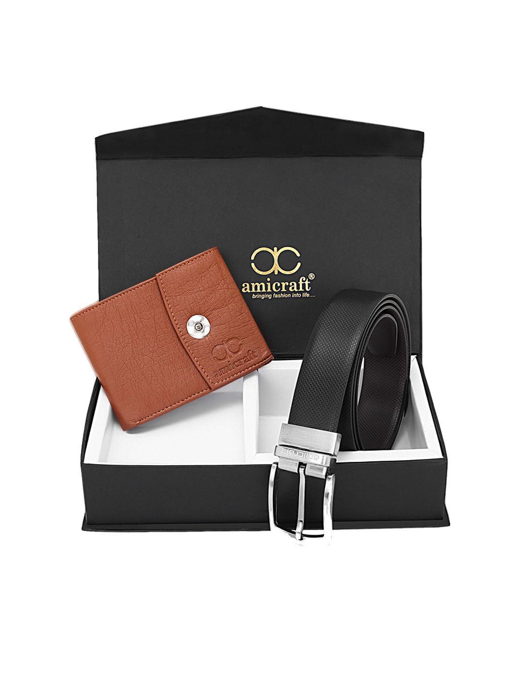 amicraft men black & brown accessory gift set