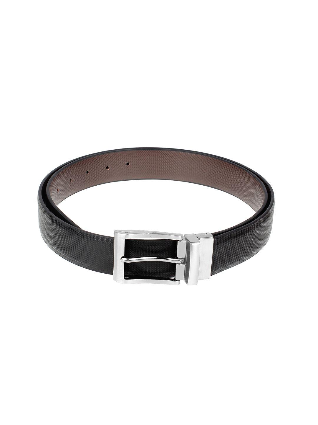 amicraft men black & brown reversible textured belt