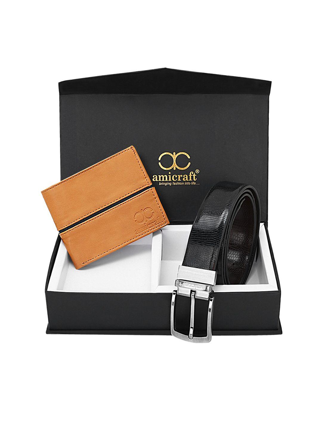 amicraft men black & tan brown accessory gift set