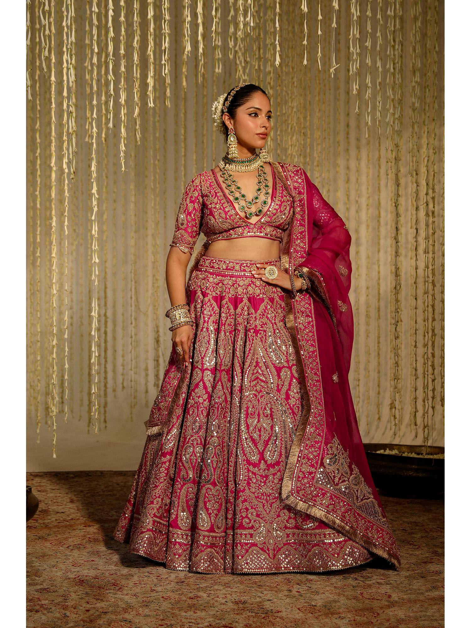 amirah lehenga & blouse with dupatta-pink (set of 3)