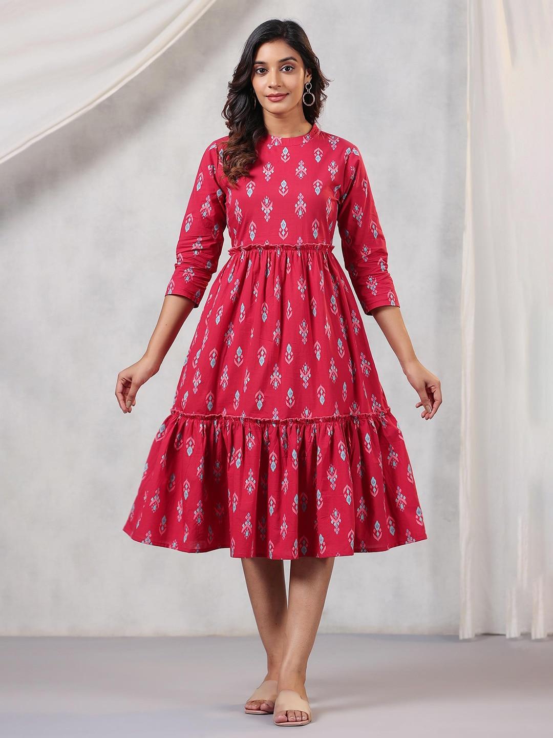 amirah s red floral print fit & flare dress